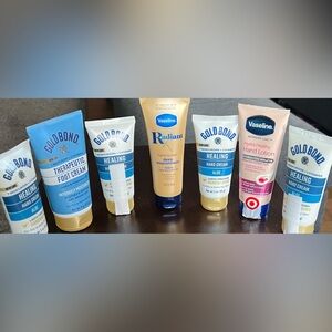 Gold Bond & Vaseline Hand + Foot Cream Skincare Bundle of 7 Lotion Tubes Total!
